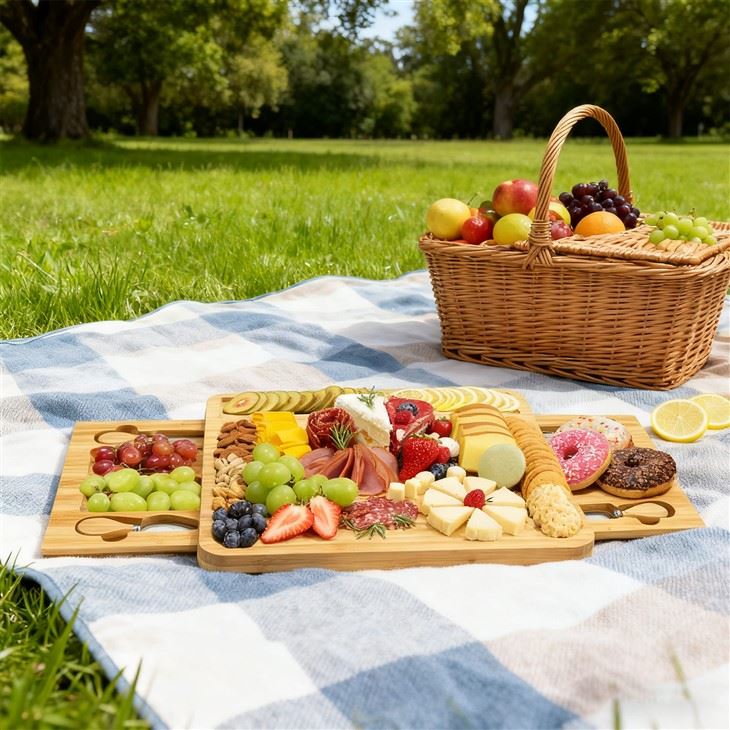 Bamboo Cheese Platter Set With 2 Drawers price