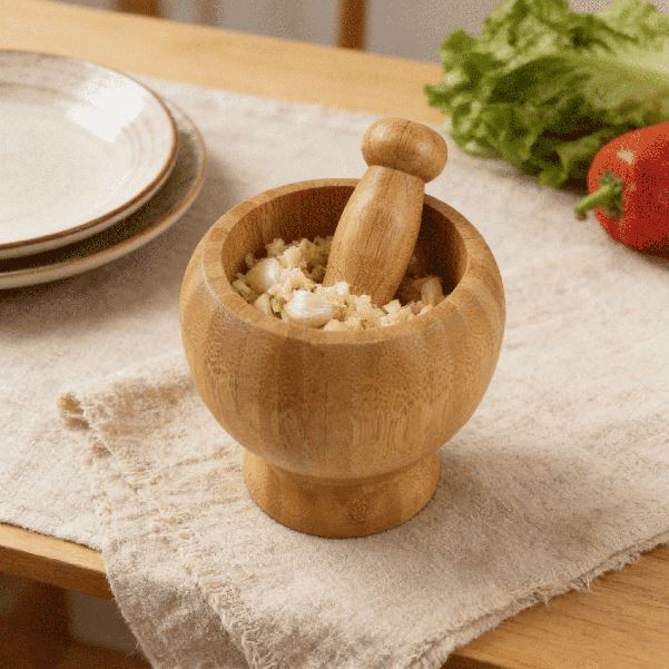 Bamboo Mortar And Pestle Set manufacturers