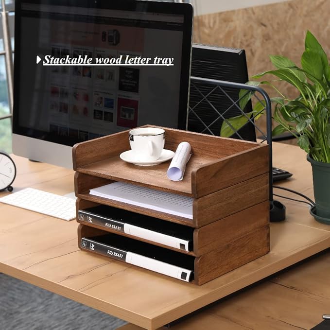 Wooden Folder Organization Rack Desk Tray 6 Wooden Folder Organization Rack Desk Tray 6