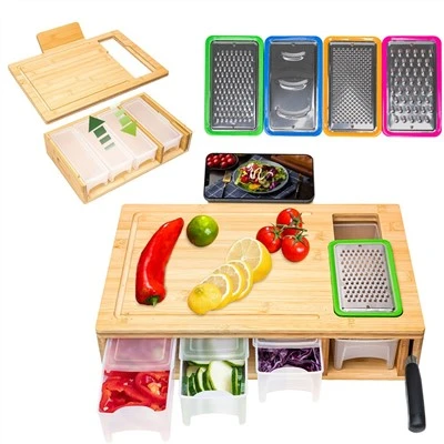 Bamboo Cutting Board with Containers